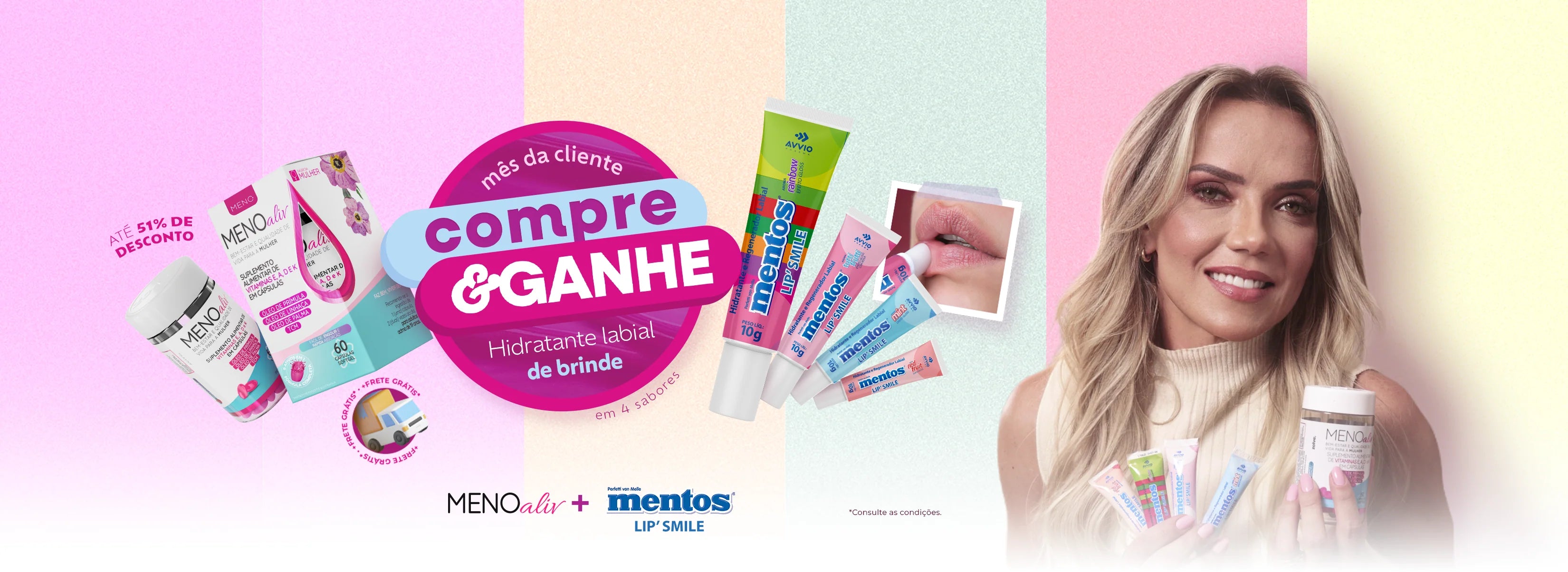 Promoção do Mês: Meno Aliv + Brinde Exclusivo Lip’Smile Mentos
