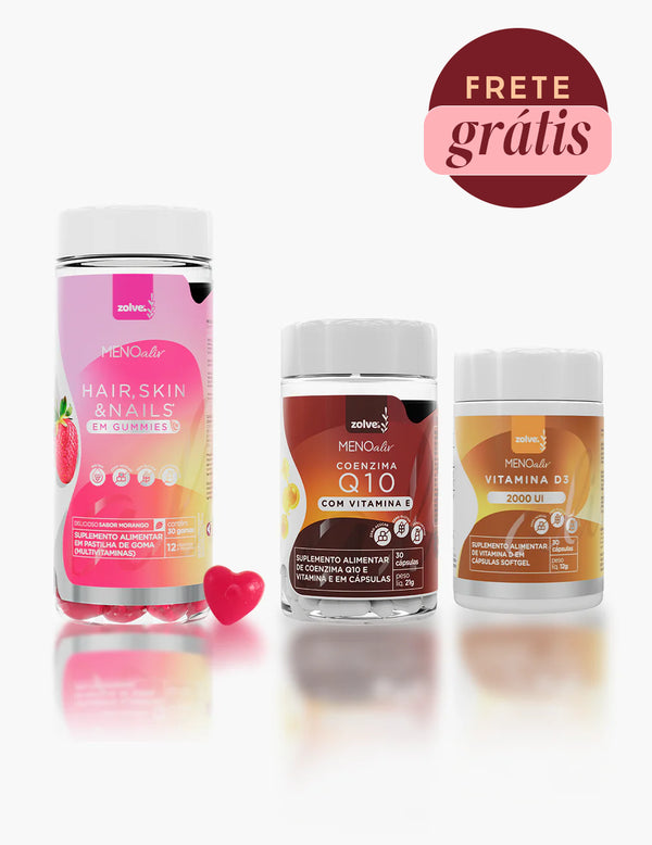 Gummy Hair, Skin e Nails + Coenzima Q10 com Vitamina E + Vitamina D3
