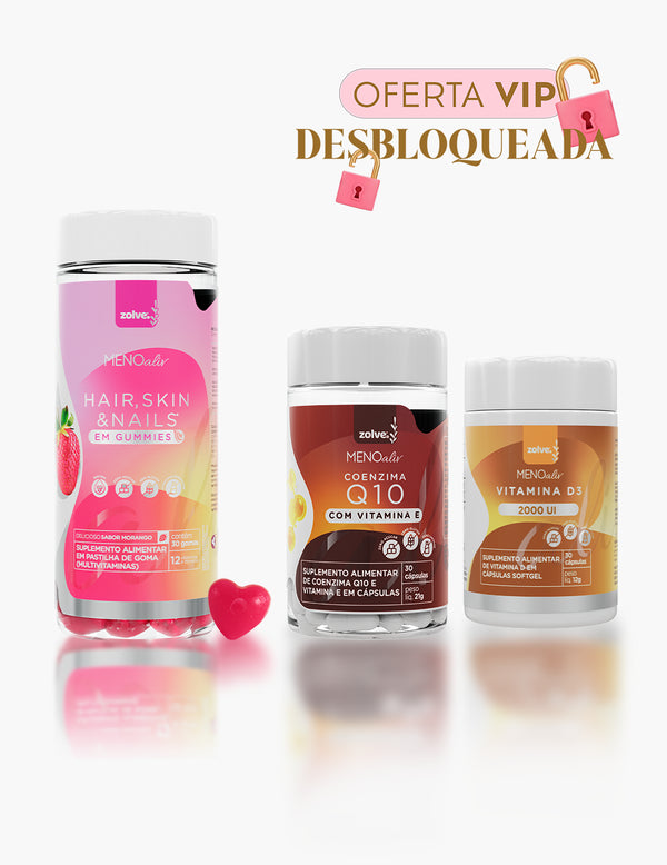 1 Hair Gummie + 1 Q10 + 1 Vitamina D3