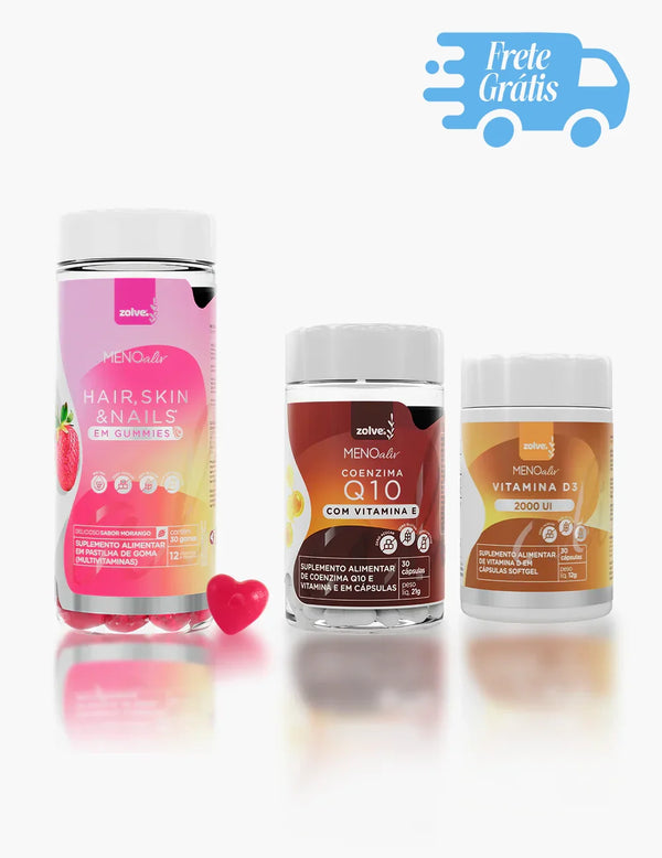 Gummy Hair, Skin e Nails + Coenzima Q10 com Vitamina E + Vitamina D3
