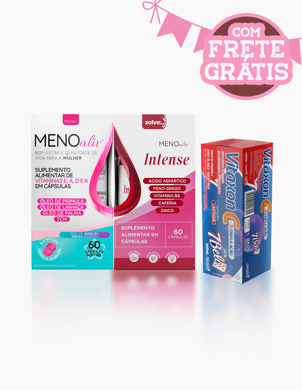Meno Aliv + Meno Intense + Vitaxon C - Tripla Ação