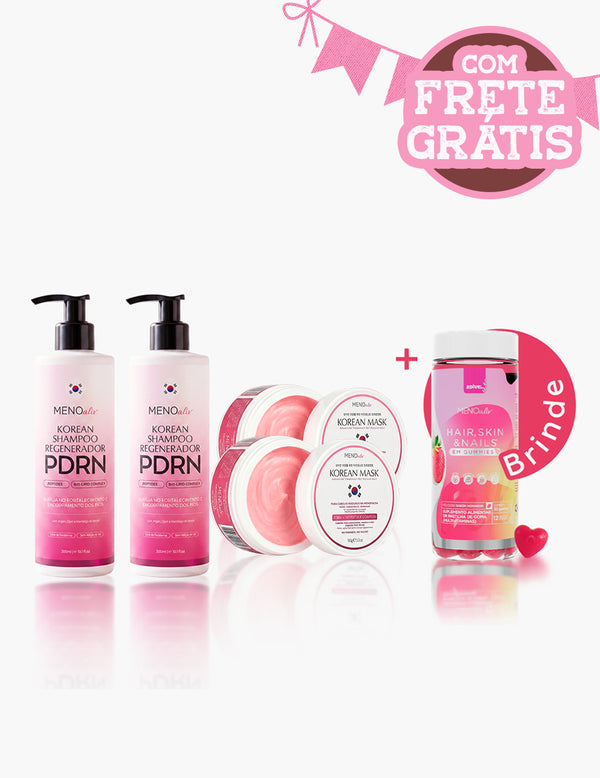 2 Korean Mask + 2 Korean Shampoo + Brinde 1 Gummy HSN