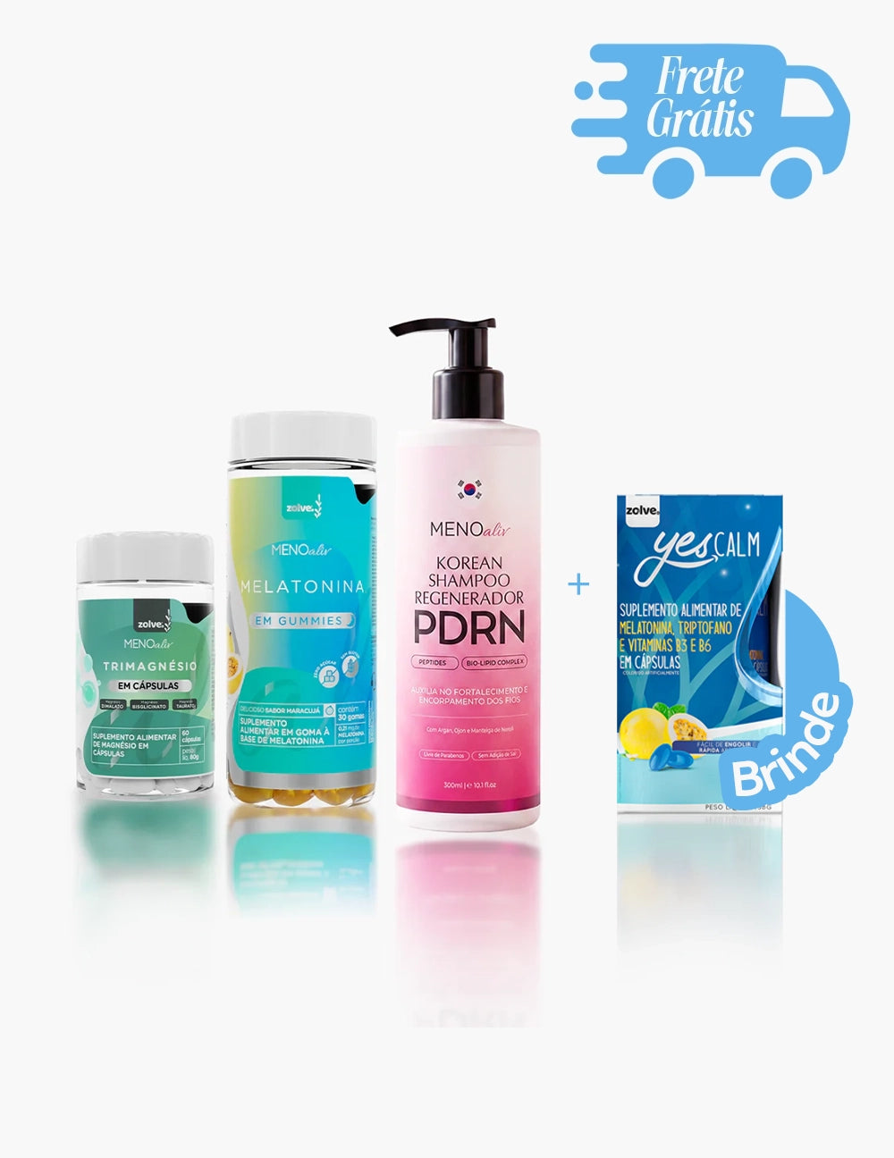 Trimagnésio + Gummy Melatonina + Korean Shampoo + Brinde Yes Calm