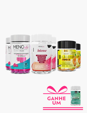 Kit Completa - 2 Meno Aliv + 2 Intense + 2 Colágeno Tipo 2 + Ganhe 1 Trimagnésio
