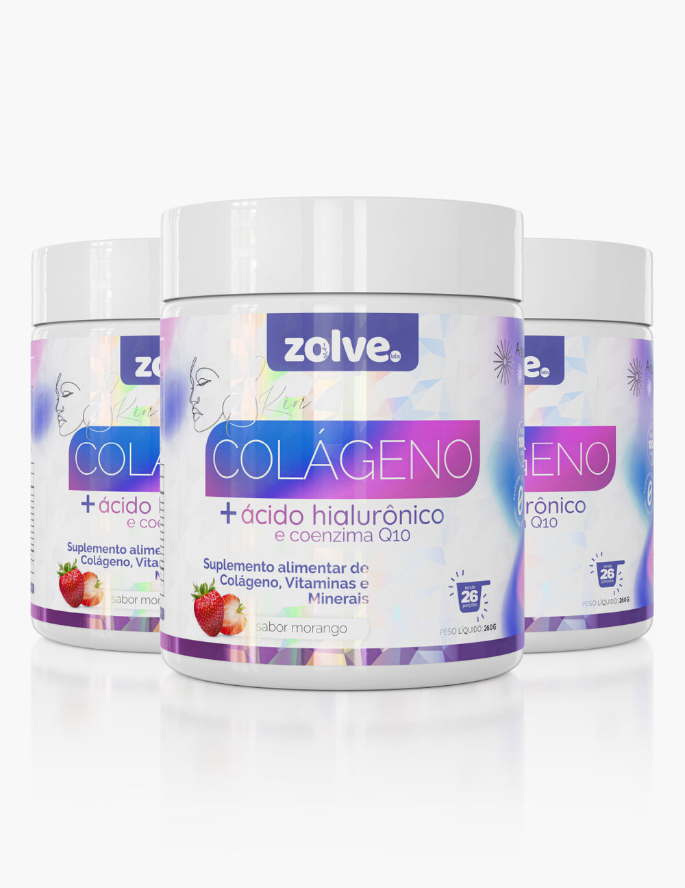 Zolve Skin Colágeno Verisol® Morango - 3 Potes