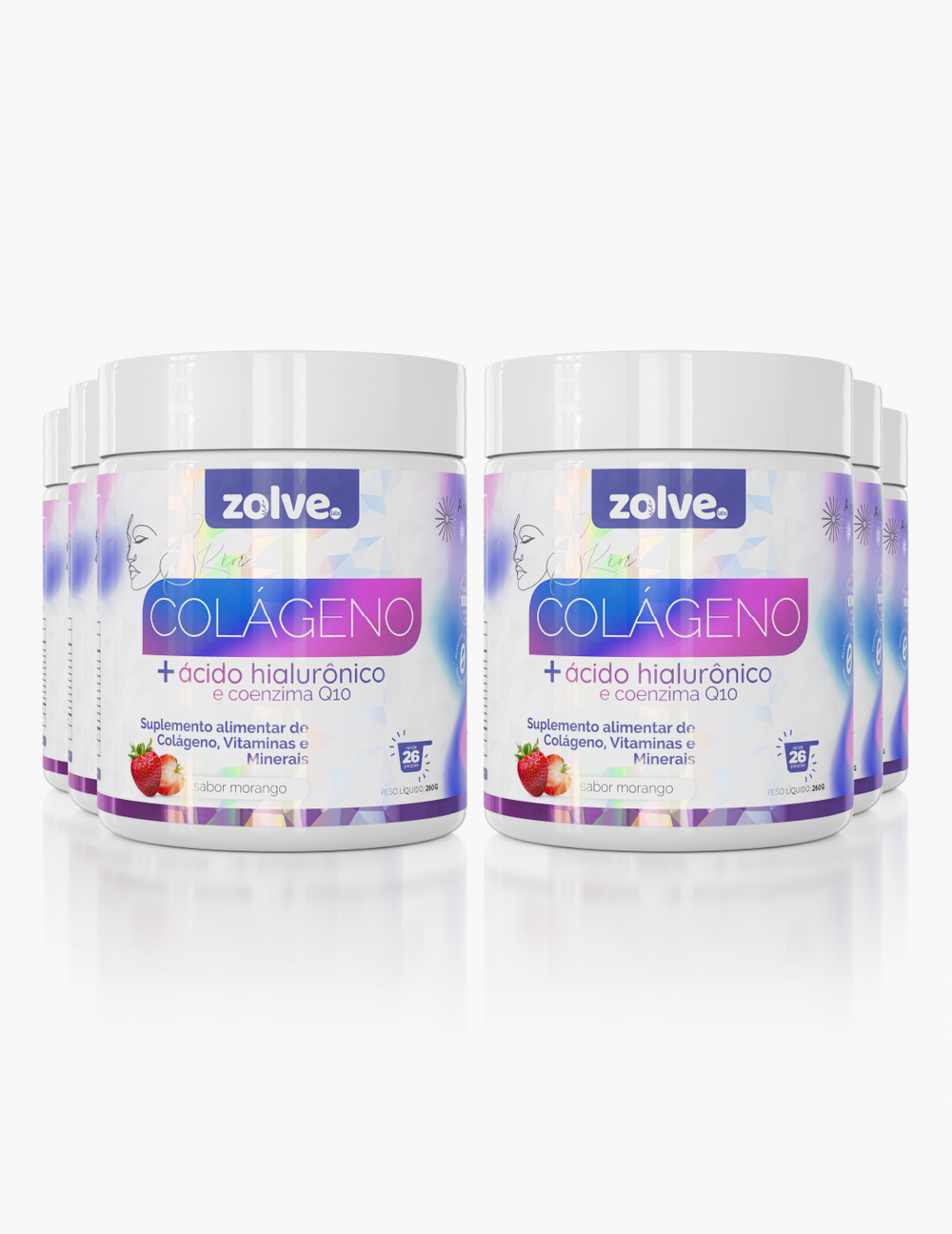 Zolve Skin Colágeno Verisol® Morango - 6 potes