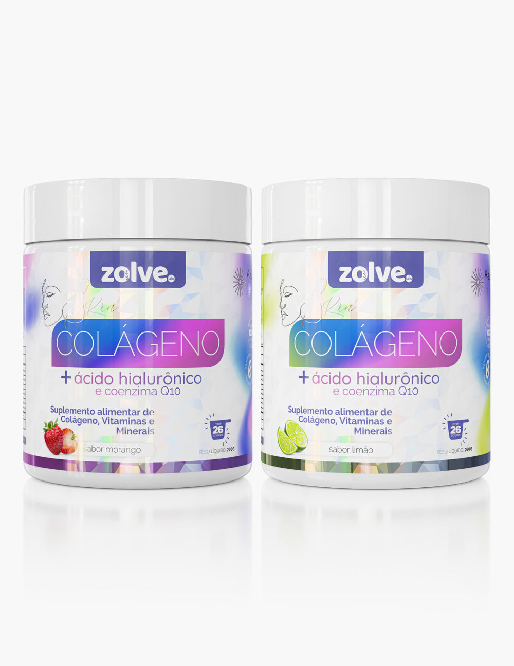 Zolve Skin Colágeno Verisol® Limão + Morango - 1 pote de cada