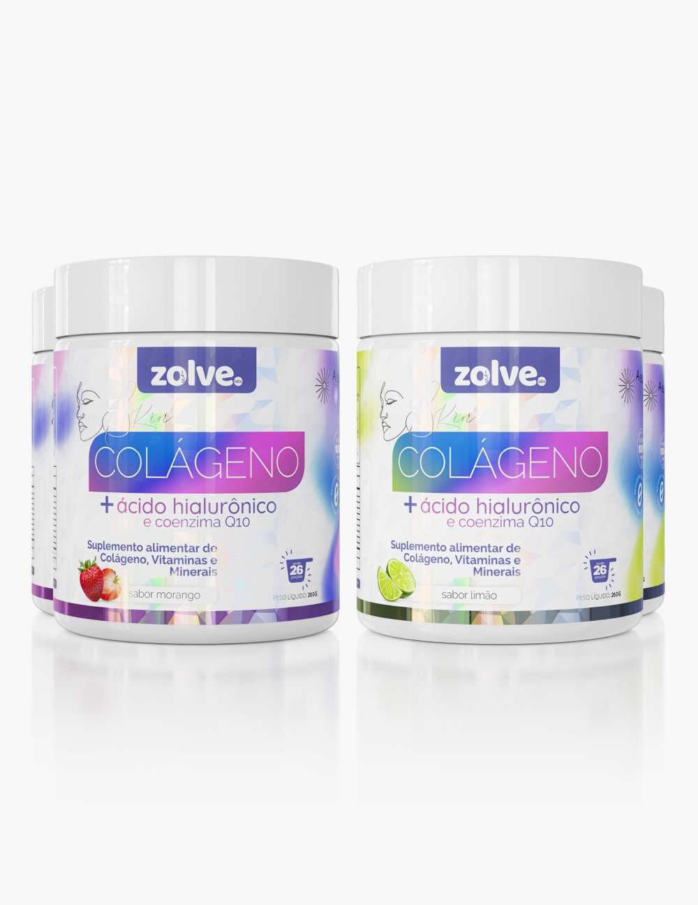 Zolve Skin Colágeno Verisol® Limão + Morango - 2 potes de cada