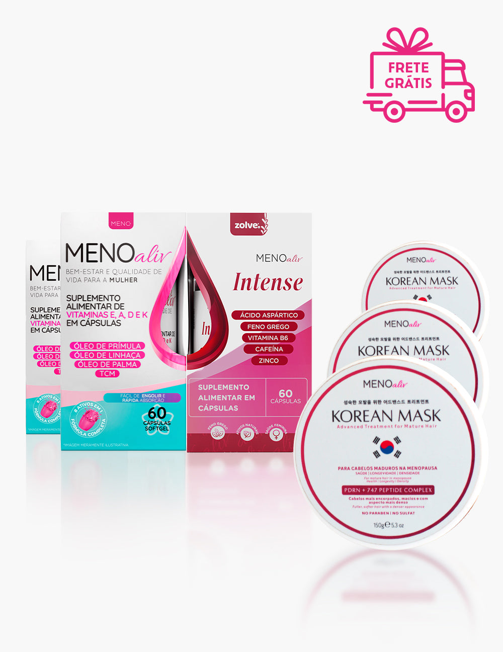 2 Meno Aliv + 1 Meno Aliv Intense + 3 Korean Mask - Aniversário Meno Aliv 2026