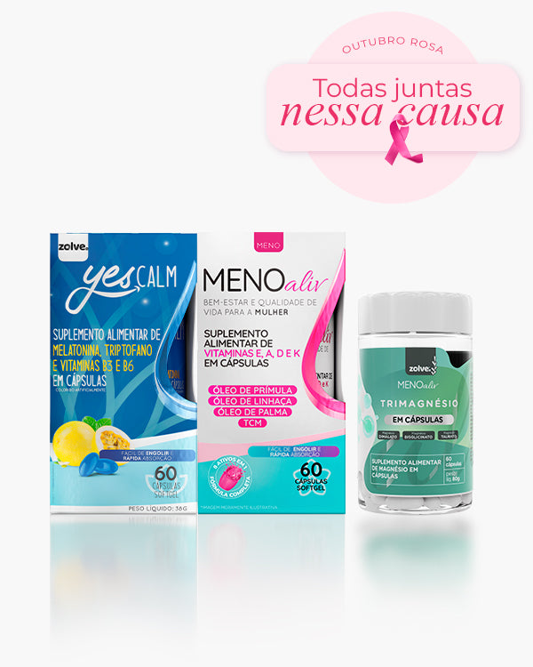 Yes Calm + Meno Aliv + Trimagnésio - Kit Outubro Rosa