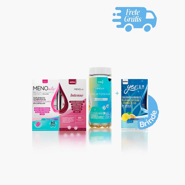 Meno Aliv + Meno Intense + Gummy Melatonina + Brinde Yes Calm