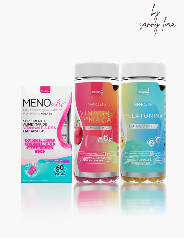 Meno Aliv + Gummy Vinagre de Maçã + Gummy Melatonina - Queridinhos da Sanny