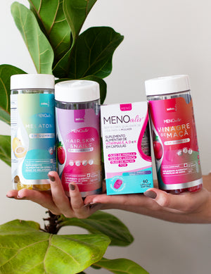 Meno Aliv + Gummy Hair, Skin & Nails + Gummy Vinagre de Maçã + Gummy Melatonina